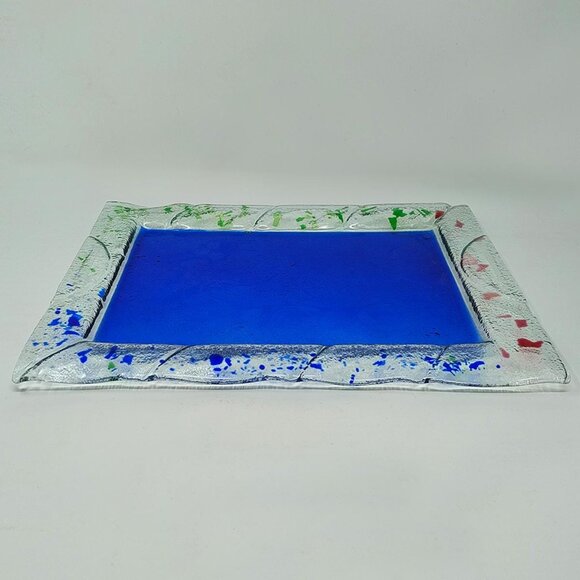 1970s Astonishing Blue Tray By Albatros in Murano Glass. Made in Italy - Picture 5 of 8